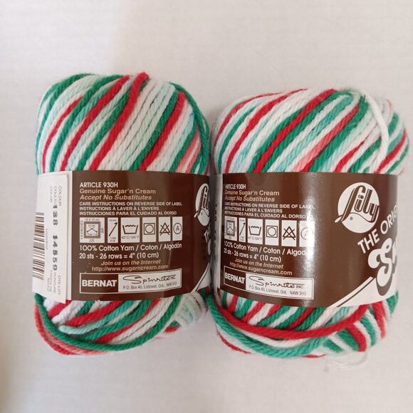 Lot of 8 Lily Sugar 'n Cream Holiday Christmas Red Green Cotton Ombre Yarn - Picture 13 of 16